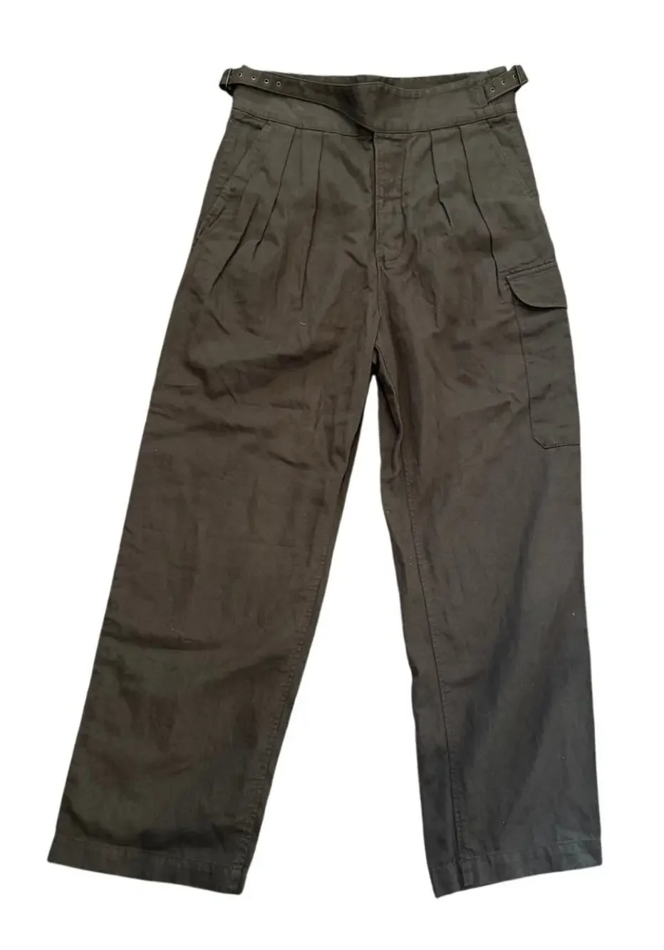 Archive Banana Republic Pleated Gurkha Pants Belt Tabs Cargo Brown Size 12